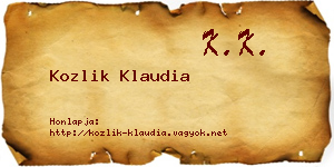Kozlik Klaudia névjegykártya